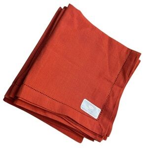 NWT Set of 6 Danica Hemstitch 100% Cotton Napkins in Sandalwood (Rust), Reusable